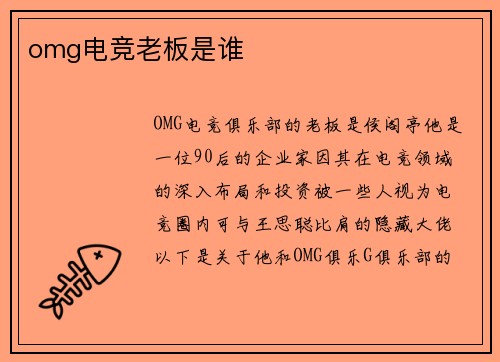 omg电竞老板是谁